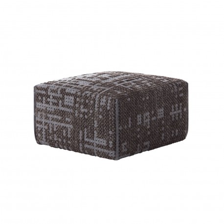 CANEVAS ABSTRACT SQUARE POUF CHARCOAL